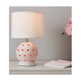 Lámpara de mesa Blush Ceramic Heart de tela